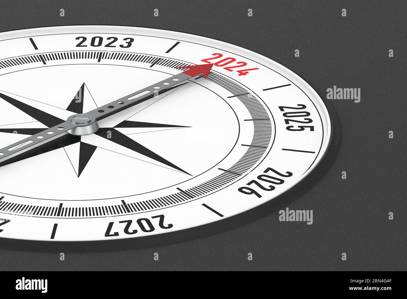 2024 new year. Compass on black background. Isolated 3D illustration Stock Photo