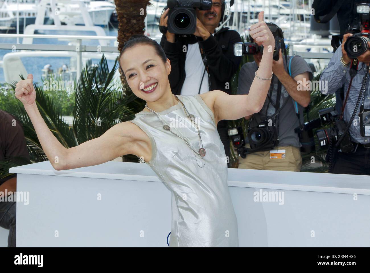 (150521) -- CANNES, May 21, 2015 -- Cast member of the film Nie Yinniang (the Assassin) Sheu Fang-Yi poses for photos at the photocall during the 68th Cannes Film Festival in Cannes, France, on May 21, 2015. The film Nie Yinniang (the Assassin) would premiere at the 68th Cannes Film Festival on Thursday. ) (zhf) FRANCE-CANNES-FILM FESTIVAL-THE ASSASSIN-PHOTOCALL ZhouxLei PUBLICATIONxNOTxINxCHN   150521 Cannes May 21 2015 Cast member of The Film never Yinniang The Assassin Sheu Fang Yi Poses for Photos AT The photo call during The 68th Cannes Film Festival in Cannes France ON May 21 2015 The Fi Stock Photo