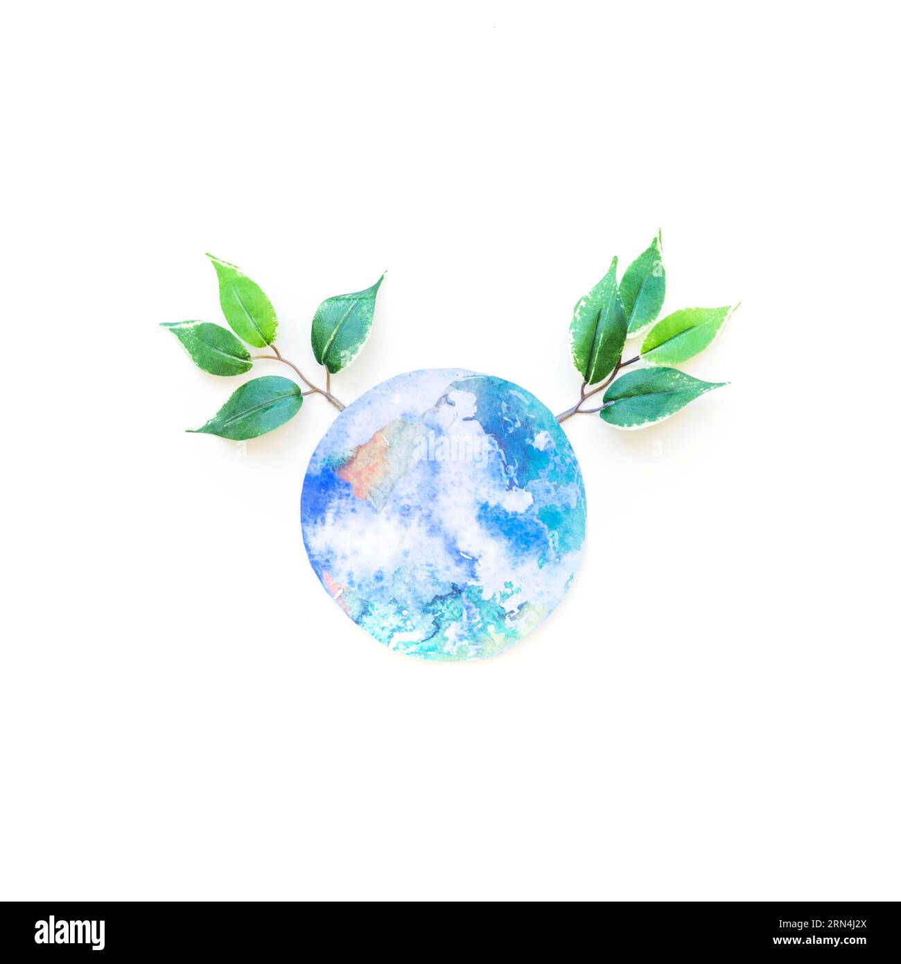 Earth paper green branches Stock Photo
