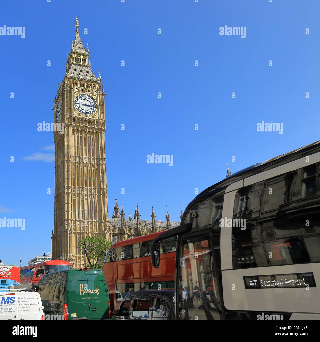 Westminster, London, England, UK Transport for London red bus, a