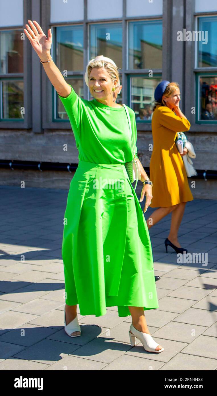 Ede, Niederlande. 31st Aug, 2023. King Willem Alexander and Queen Maxima of  The Netherlands at Enka, former Dutch Art Silk Factory in Ede, on August  31, 2023, for a regional visit to