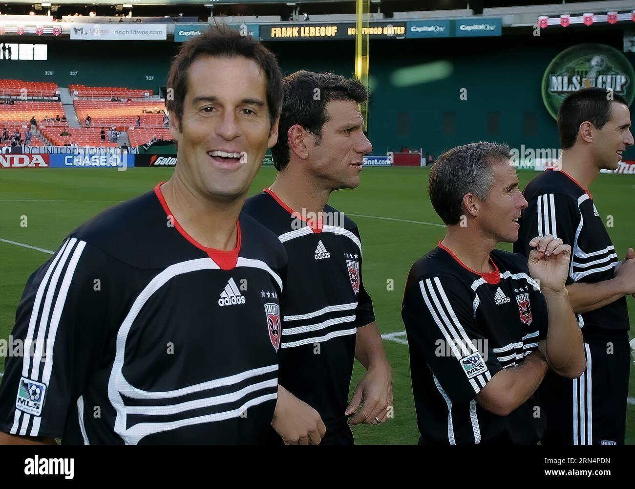 WASHINGTON - OCTOBER 20:John Harkes of DC United 1997 smiles for the camera before a tribute match for former DC United great Marco Etcheverry featuring the 1997 MLS champion DC United side and Hollywood United celebrity team before the DC United v Columbus Crew match at RFK stadium in Washington DC on october 20 2007. Stock Photo