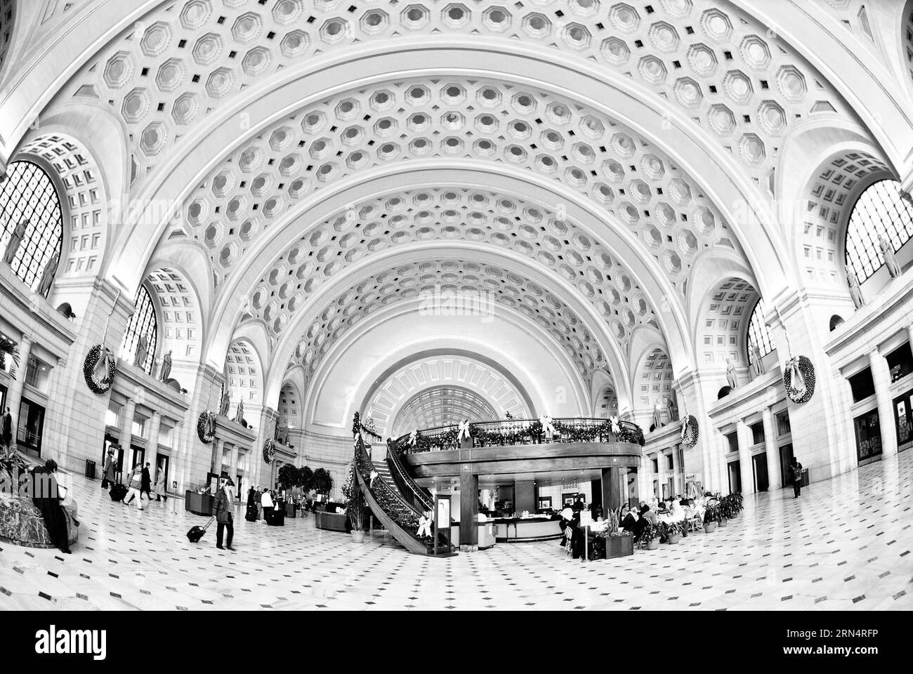 WASHINGTON DC, United States — Union Station, a historic transportation hub and architectural marvel, serves as a bustling gateway for travelers entering and departing the nation's capital. Stock Photo