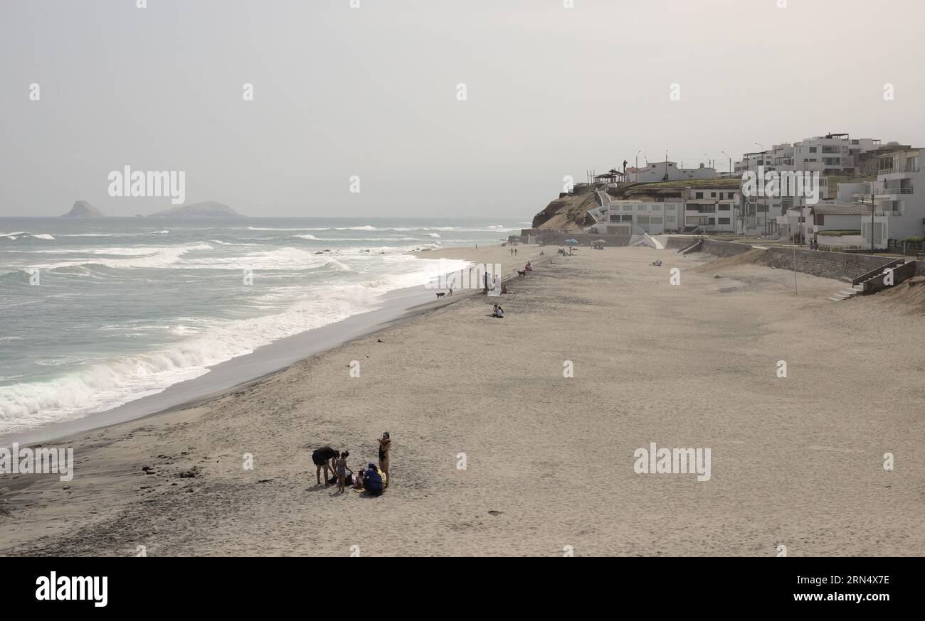 Punta Hermosa beach, the wale view from the shore, lima Peru Stock Photo