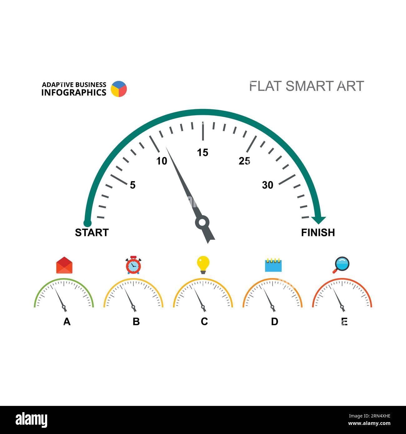 Gauge chart layout for time distribution vector illustration Stock