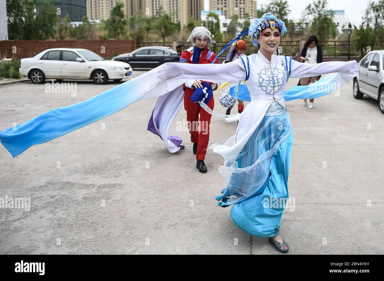 150605) -- CHANGCHUN, June 5, 2015 -- Members of the cosplay studio SAN  show their costumes in Changchun, northeast China s Jilin Province, June 5,  2015. The 22-year-old Wang Xintong is a