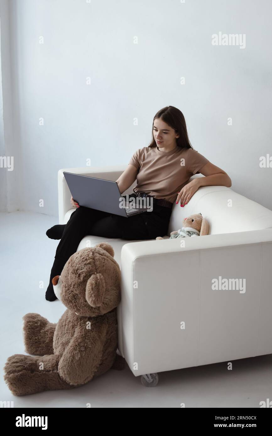 Child psychologist remotely. Child psychologist at a distance Stock