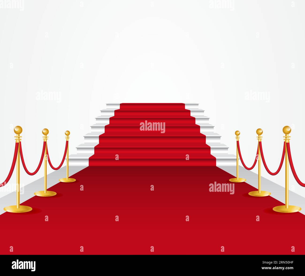 Red carpet with rope railing Stock Vector