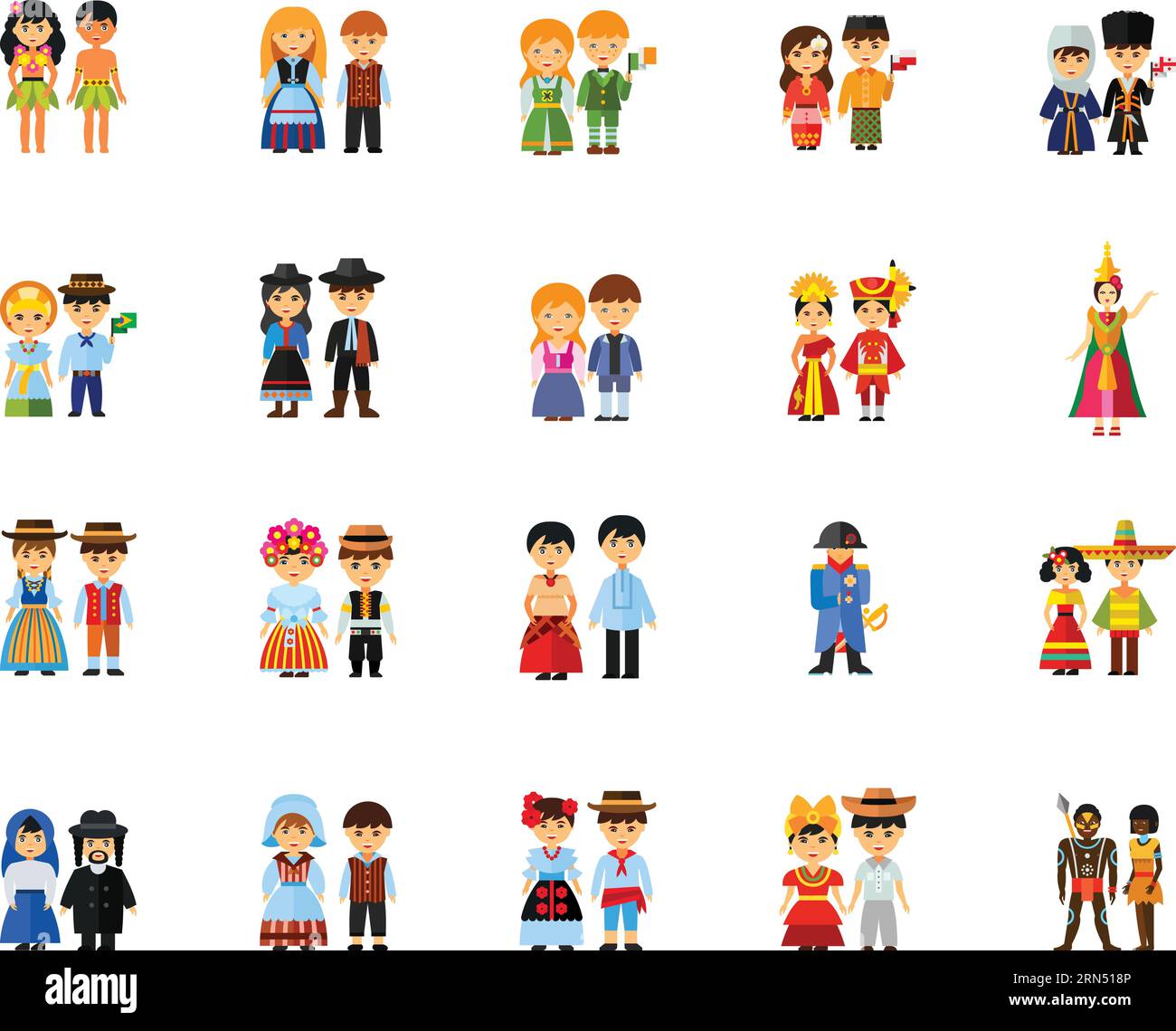 National costumes icon set Stock Vector