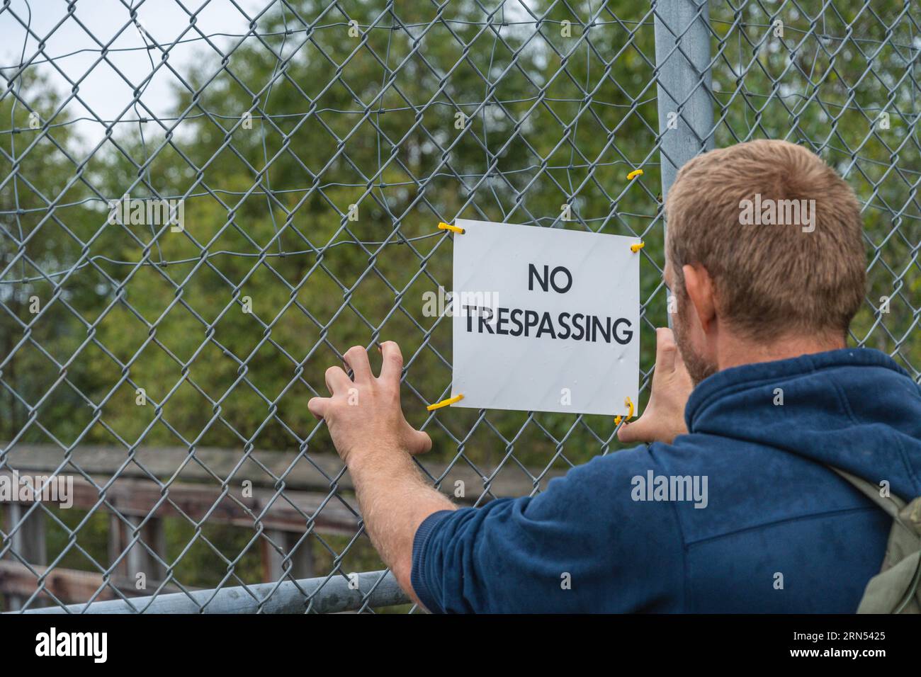 Danger keep out sign closed off area, safety sign Stock Photo