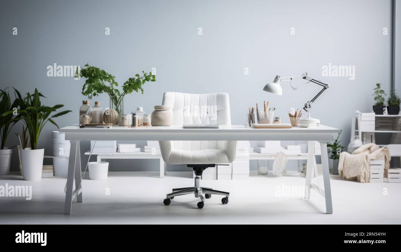 Scandinavian Style Modern Home Office Interior Stock Photo - Alamy