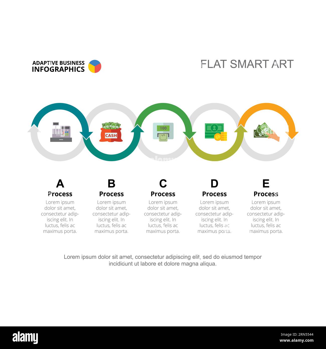 Money distribution steps or process vector illustration Stock Vector