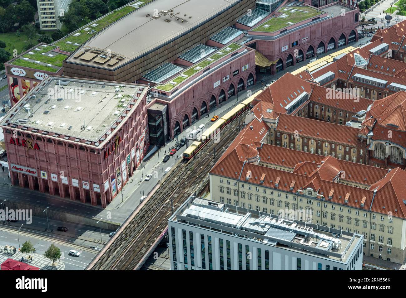 Panorama city skyline, view from Berlin TV Tower, Mall Alexa and the district court Mitte, Berlin, Germany Stock Photo