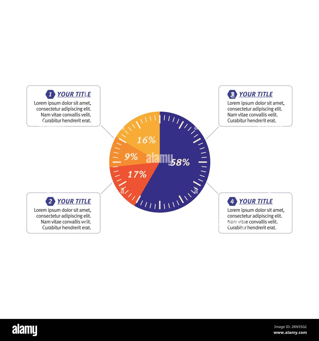 Round dial chart with percentage statistics vector illustration Stock ...