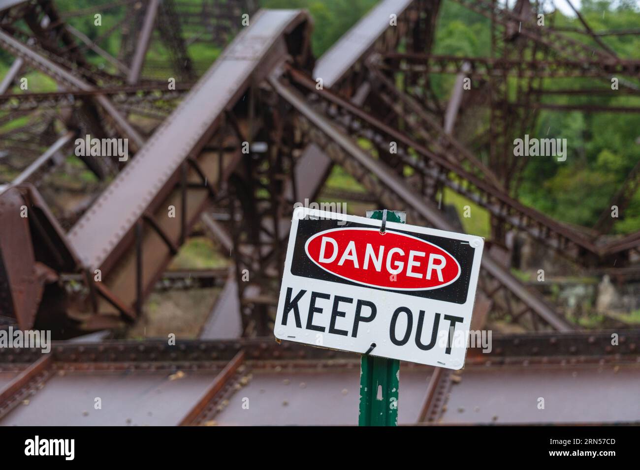 Danger keep out sign closed off area, safety sign Stock Photo