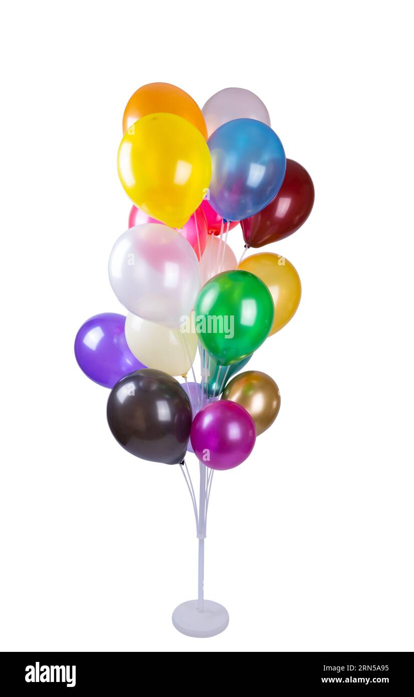 many air colorful balloons isolated on white background Stock Photo - Alamy