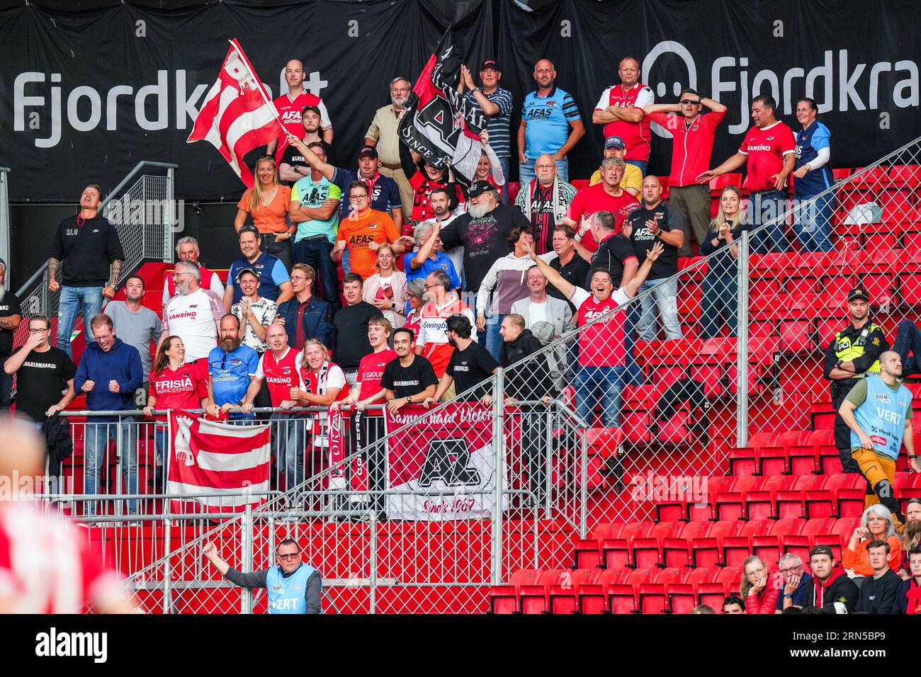 BERGEN Fans of AZ celebrate the 02 during the UEFA Conference League playoffs match between BERGEN Fans of AZ celebrate the 02 during the UEFA Conference League playoffs match between