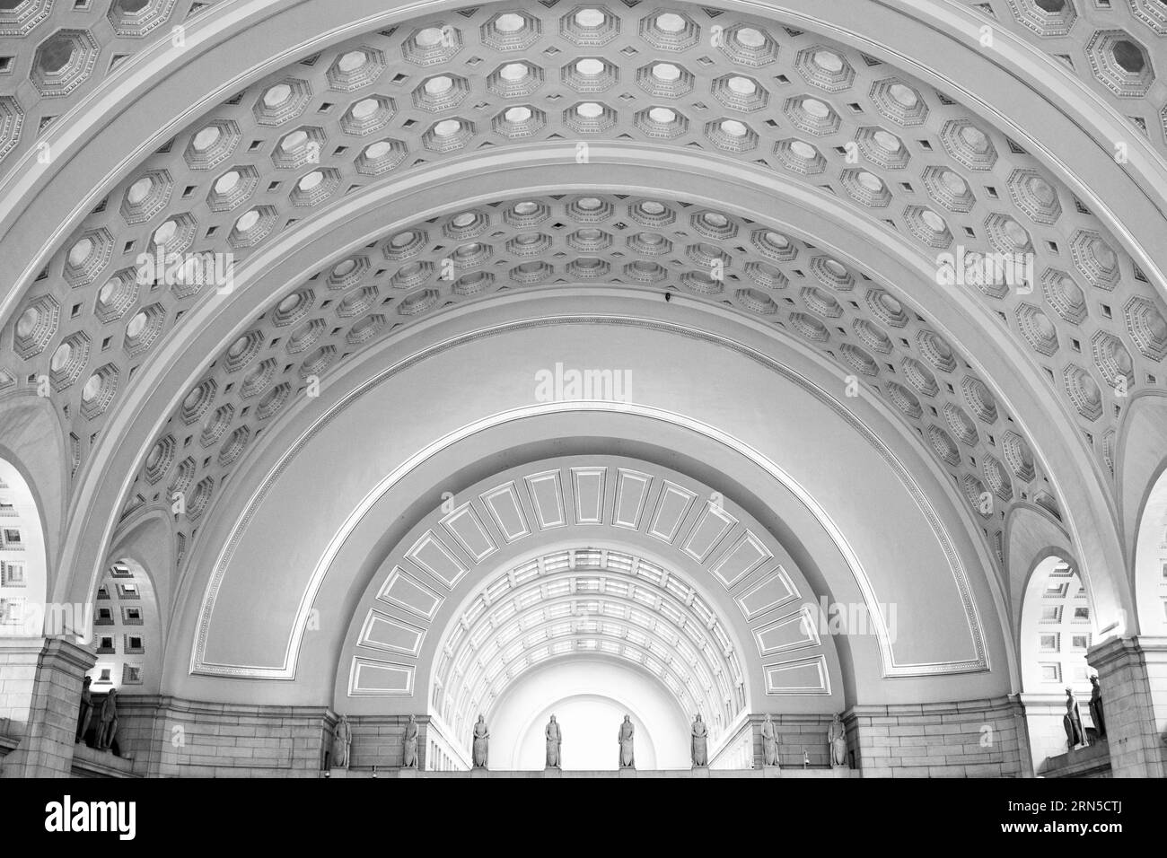 WASHINGTON DC, United States — Union Station, a historic transportation hub and architectural marvel, serves as a bustling gateway for travelers entering and departing the nation's capital. Stock Photo