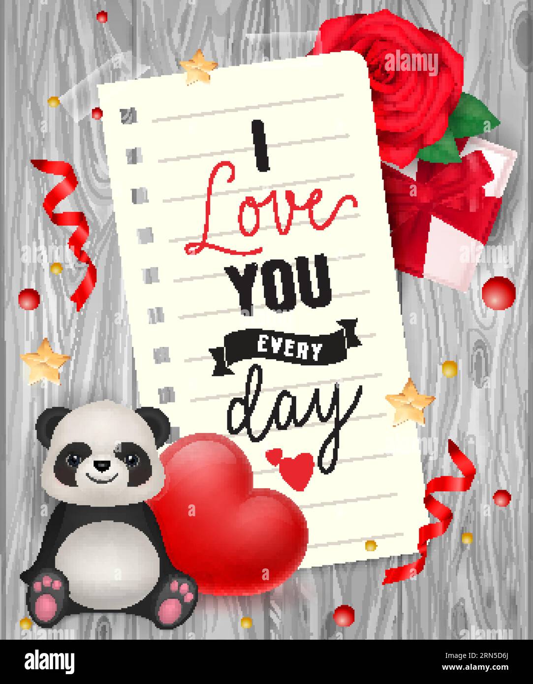 I Love You Lettering with Panda Stock Vector