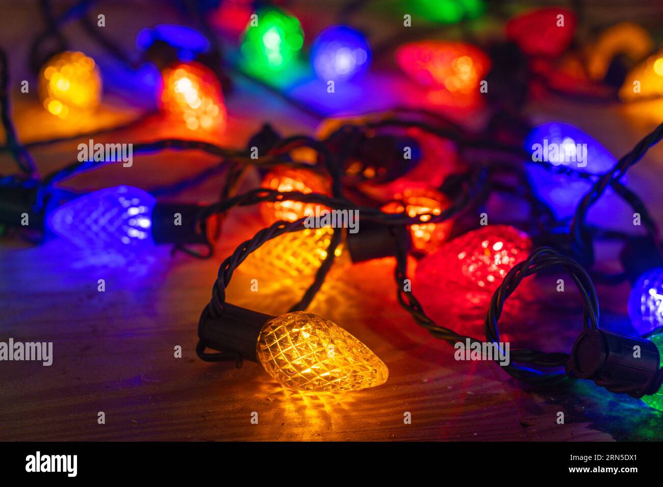Christmas lights close up detailed copy space background image for