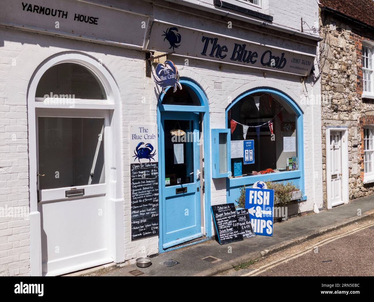 Blue Crab fish and chip shop in Yarmouth,Isle of Wight, England,UK