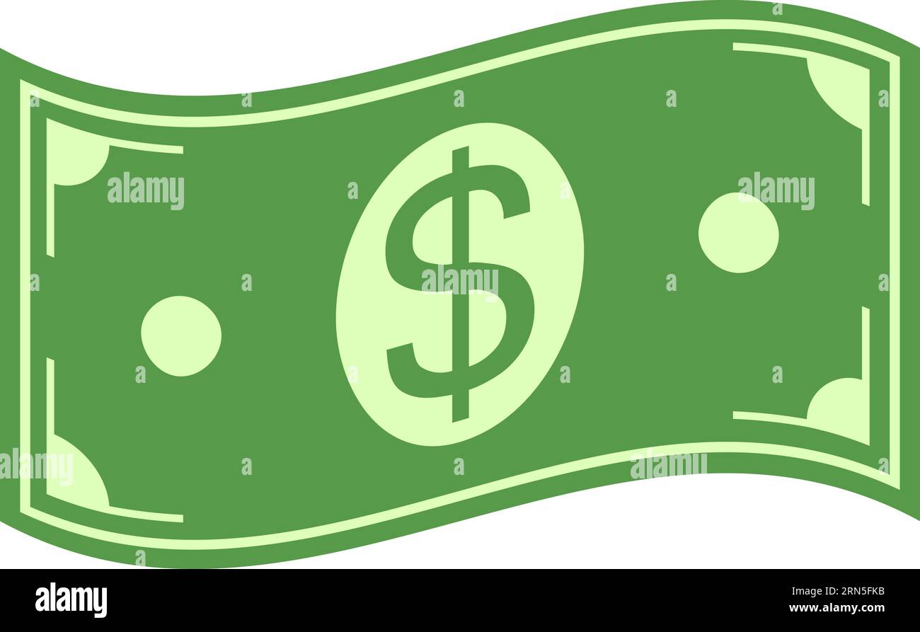 Dollar money bill sign banknotes prosperity success curved banknote currency Stock Vector Image