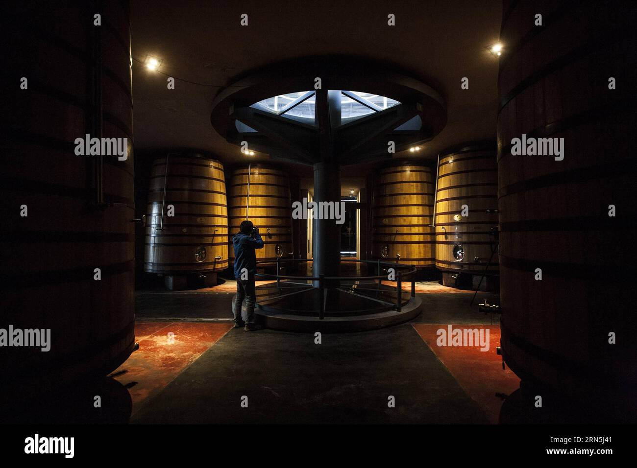 Image taken on June 24, 2015 shows a visitor taking a photograph in the O. Fournier Winery, in La Consulta city, Mendoza province, 1,170km away of Buenos Aires city, Argentina. ) (jg) (da) ARGENTINA-MENDOZA-INDUSTRY-WINE-FEATURE MARTINxZABALA PUBLICATIONxNOTxINxCHN   Image Taken ON June 24 2015 Shows a Visitor Taking a Photo in The O Fournier Winery in La CONSULTA City Mendoza Province 1 170km Away of Buenos Aires City Argentina JG there Argentina Mendoza Industry Wine Feature MartinXZabala PUBLICATIONxNOTxINxCHN Stock Photo