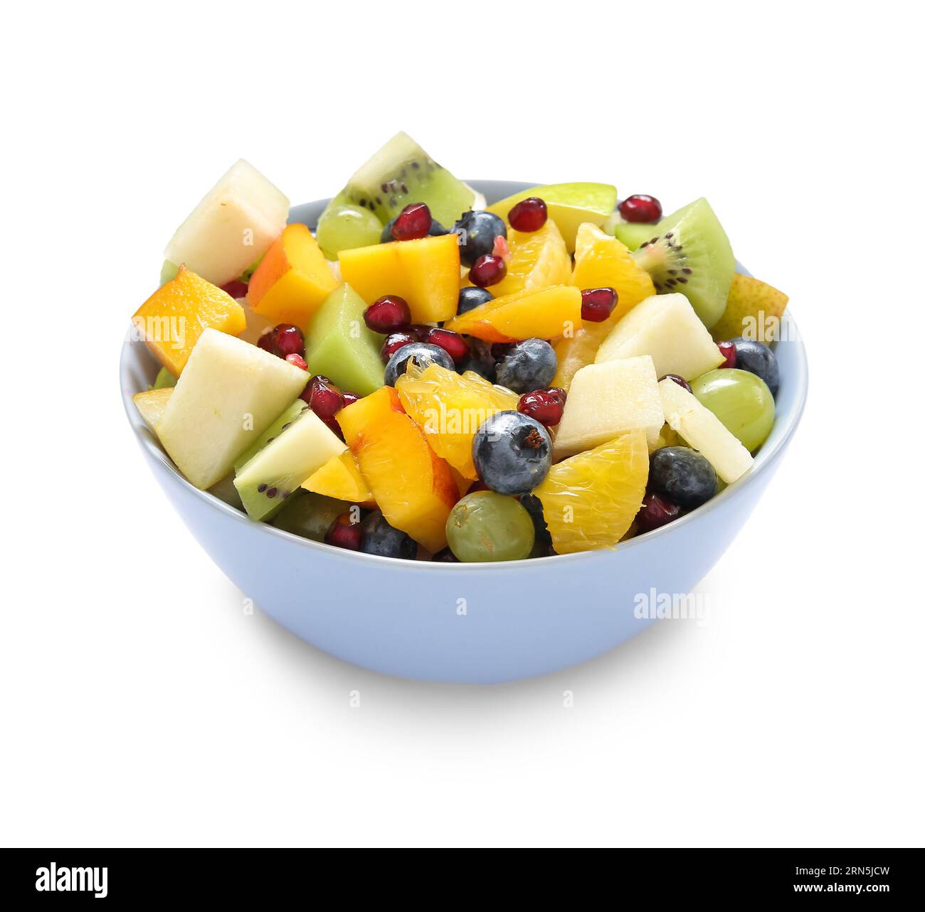 Bowl with fresh fruit salad on white background Stock Photo - Alamy