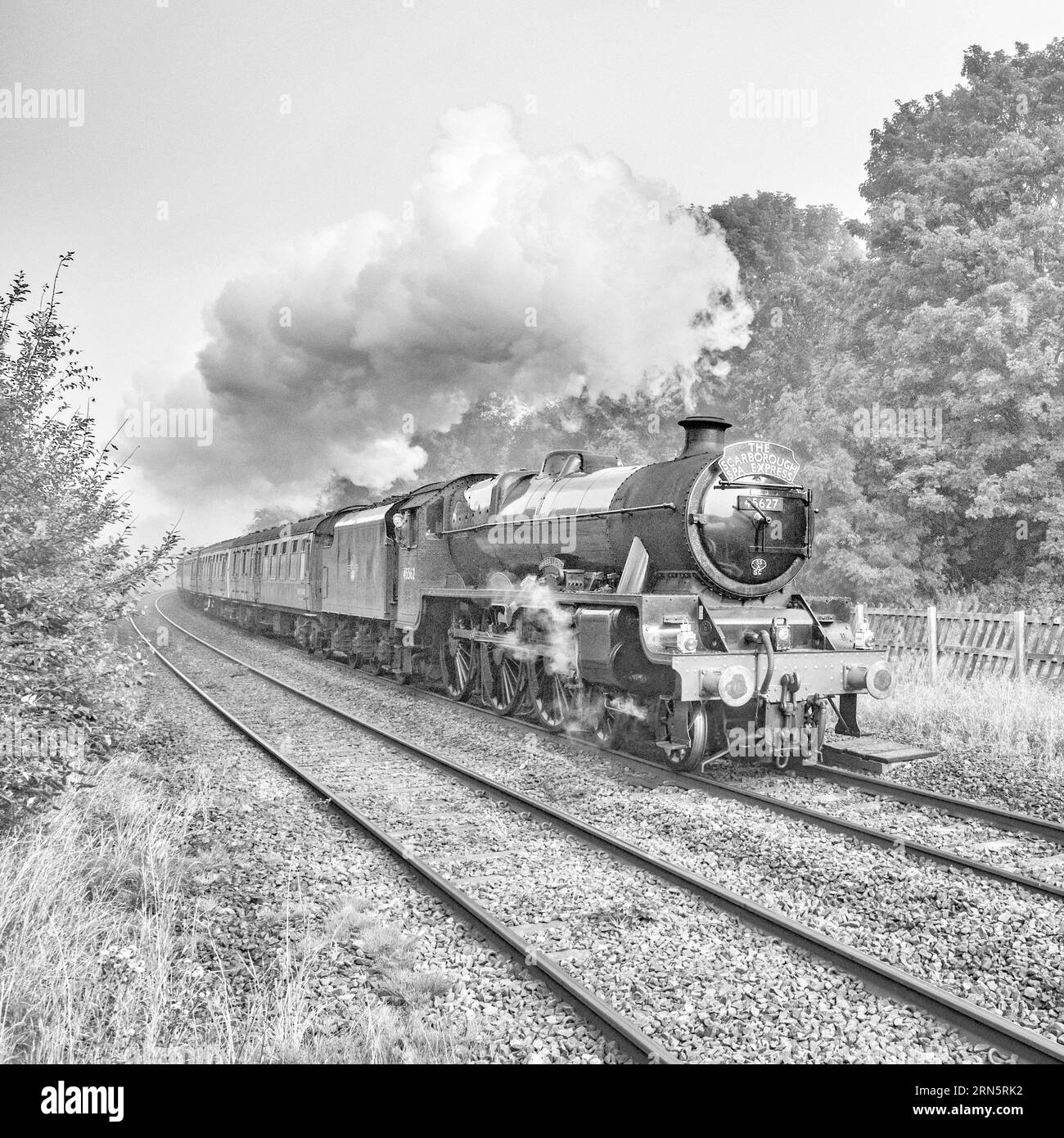 Sierra Leone,45627. steam locomotive passing through Long Preston on 31st August 2023, as morning mist  is almost cleared Stock Photo