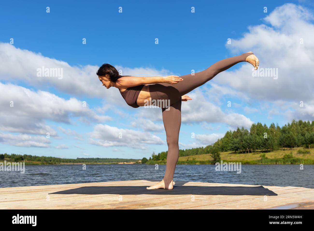 young woman with hands up. in the so-called t-pose used in 3D modeling of  human poses Stock Photo