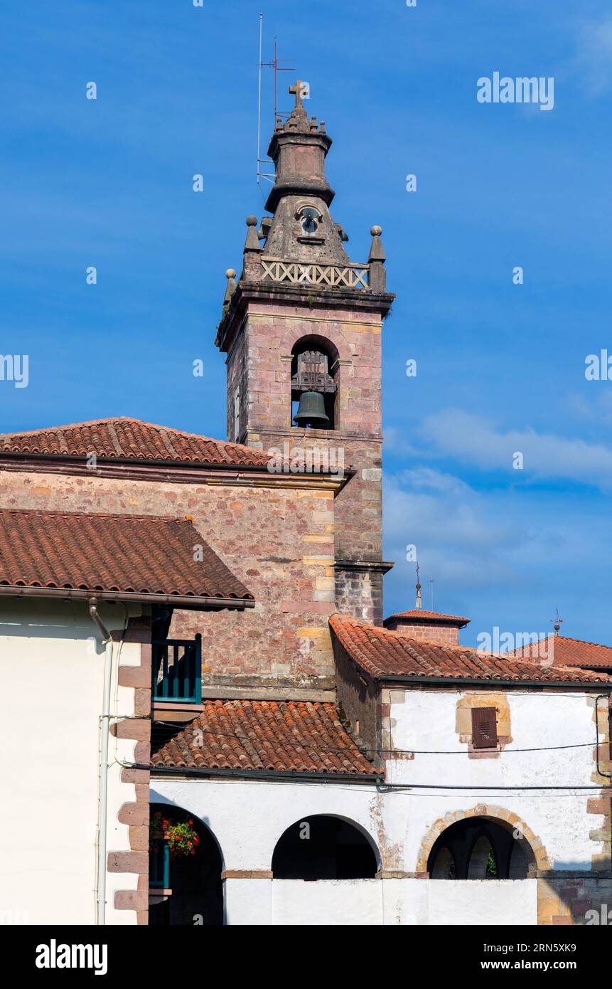Europe, Spain, Navarre, Arizkun Village, Church of St John the Baptist (Iglesia de San Juan Bautista) Stock Photo