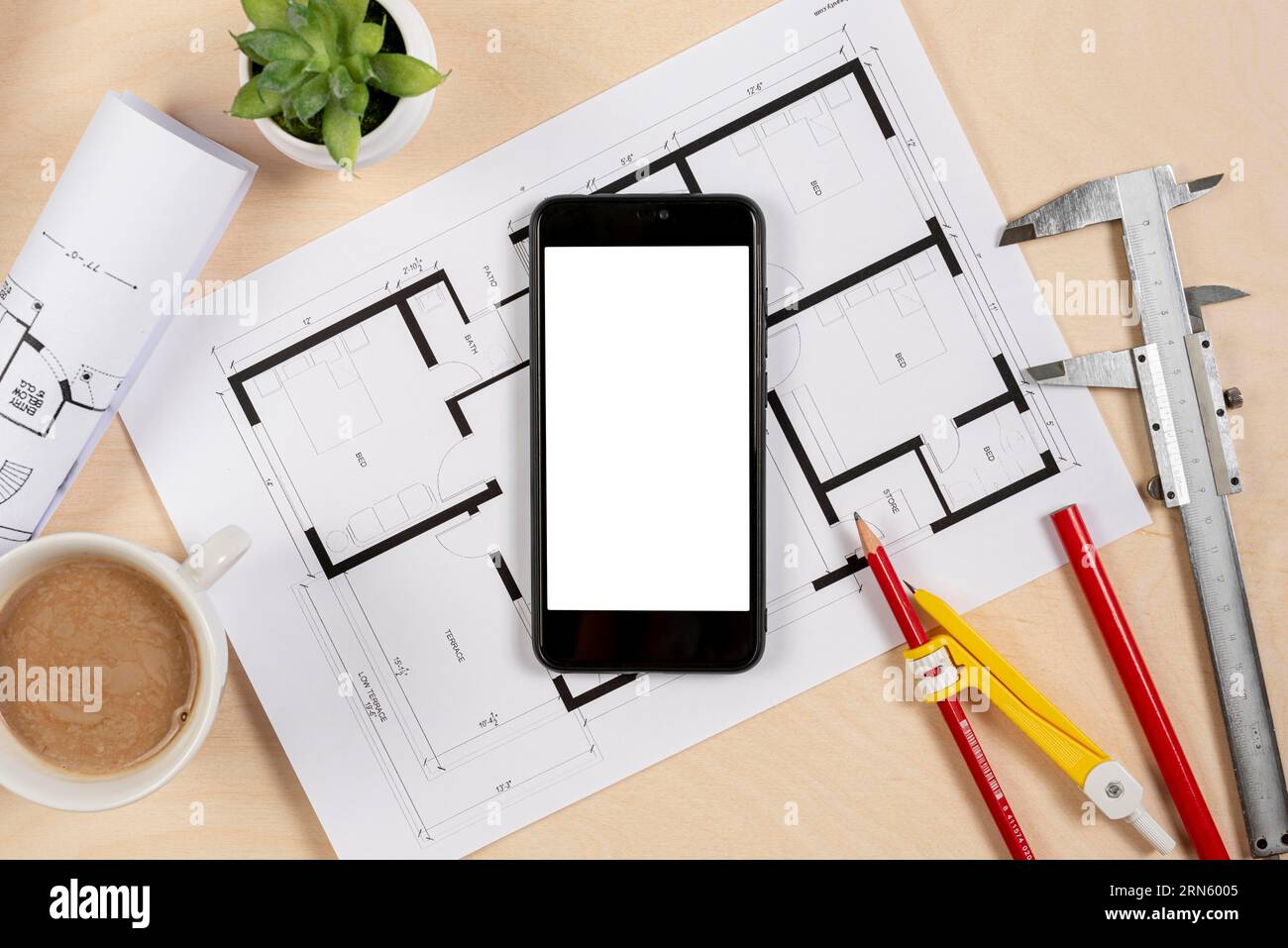 Top view phone top architectural plan Stock Photo Alamy