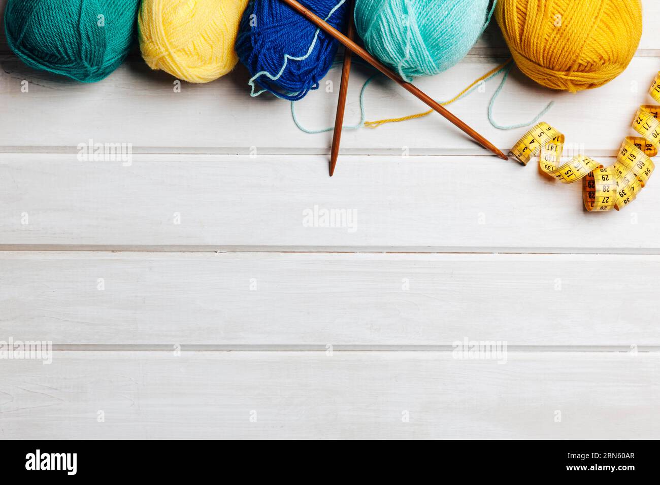 Yellow blue wool with space bottom Stock Photo