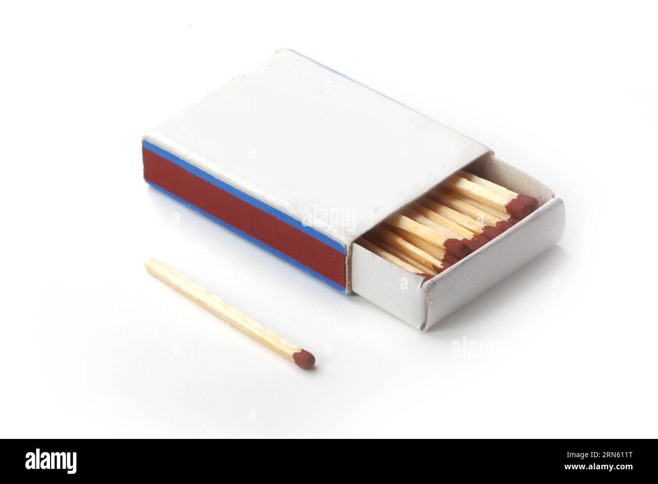 Vintage cardboard matchbox with matches isolated on white