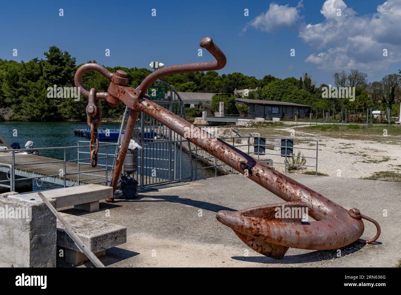 Anchor from the ship in the port of Pula in Croatia Stock Photo