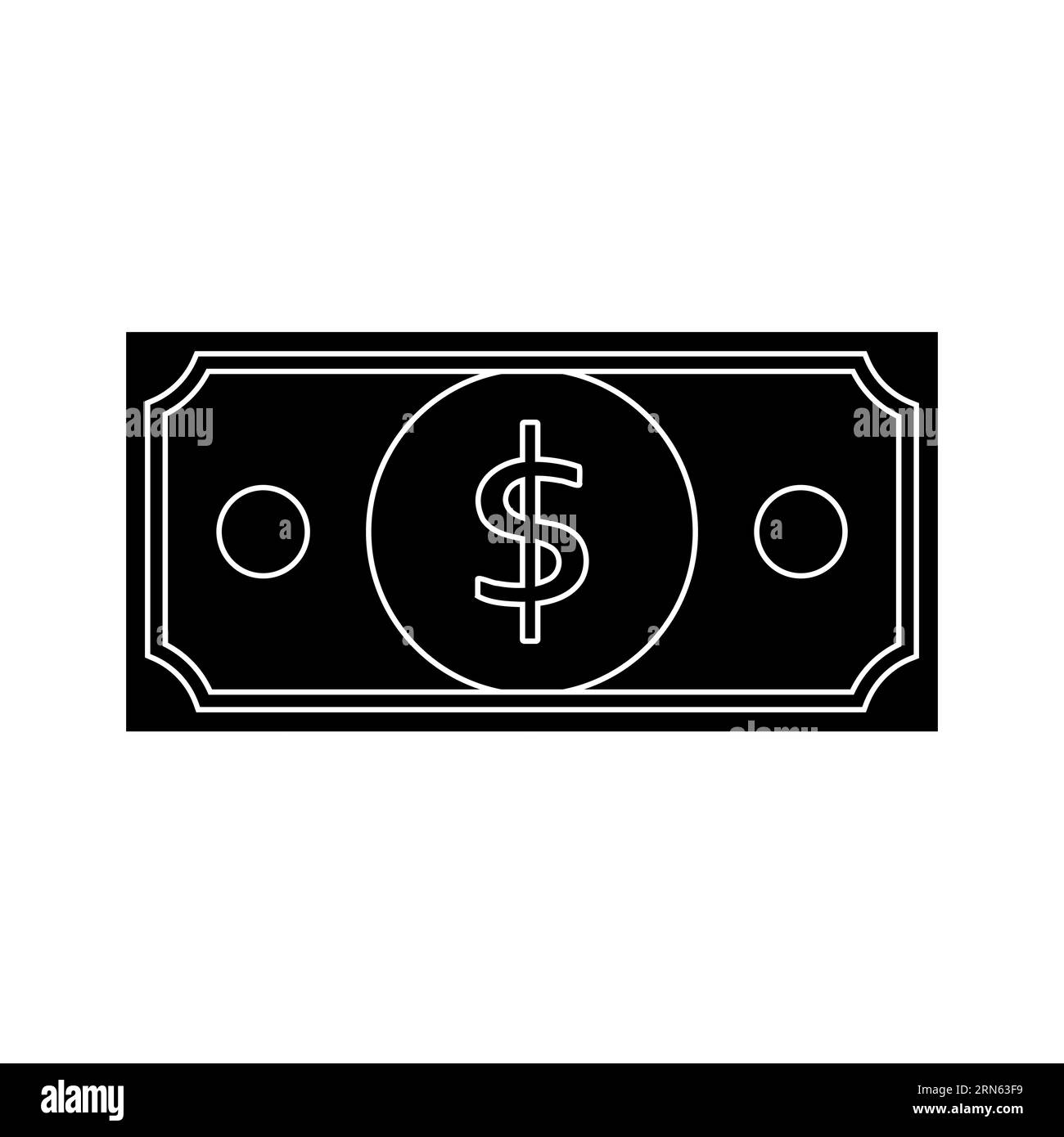 Vector flat black dollar isolated on white background Stock Vector