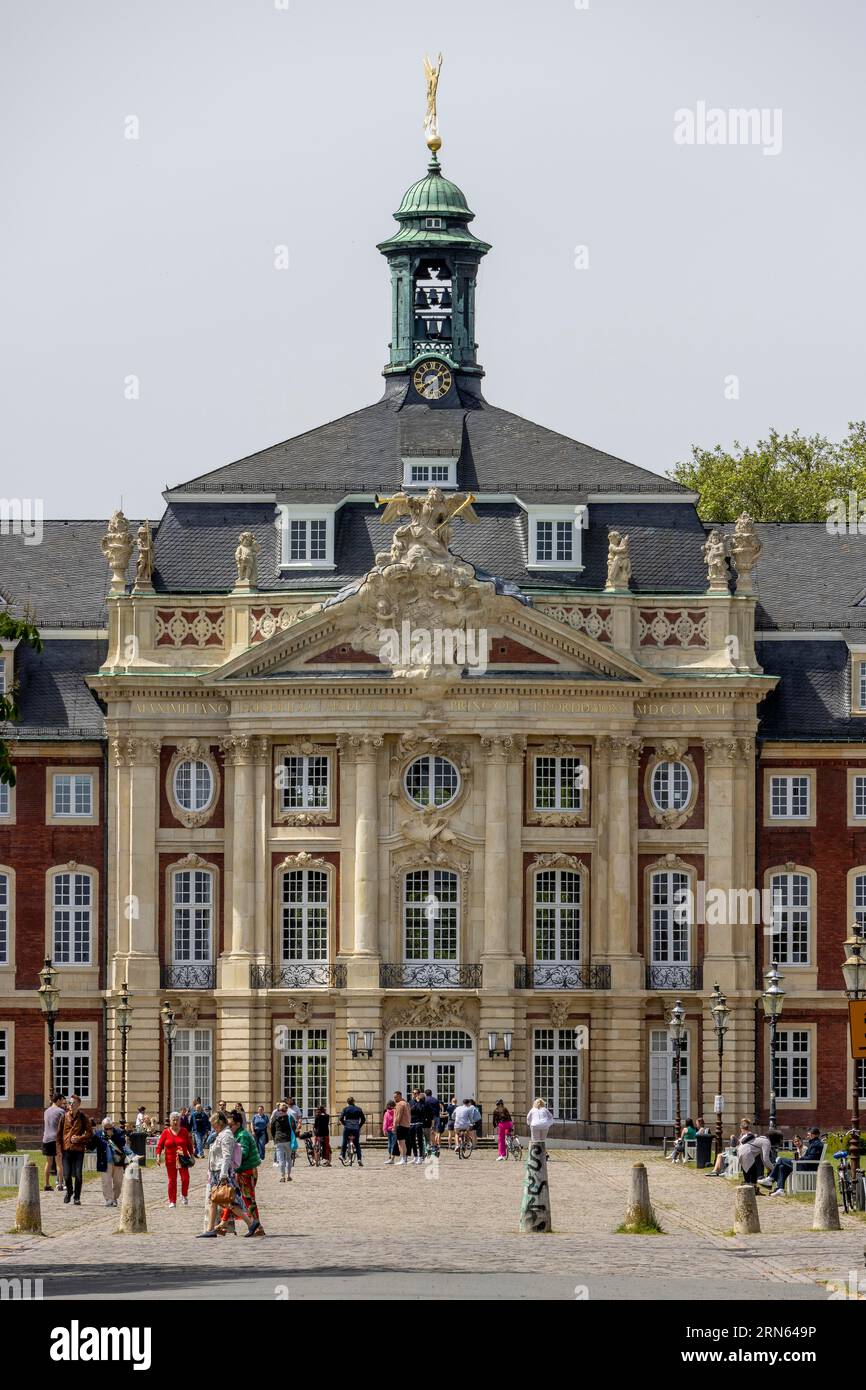 Muenster Prince-Bishop's Palace in Baroque style, residence palace for Muenster's penultimate Prince-Bishop Maximilian Friedrich von Stock Photo