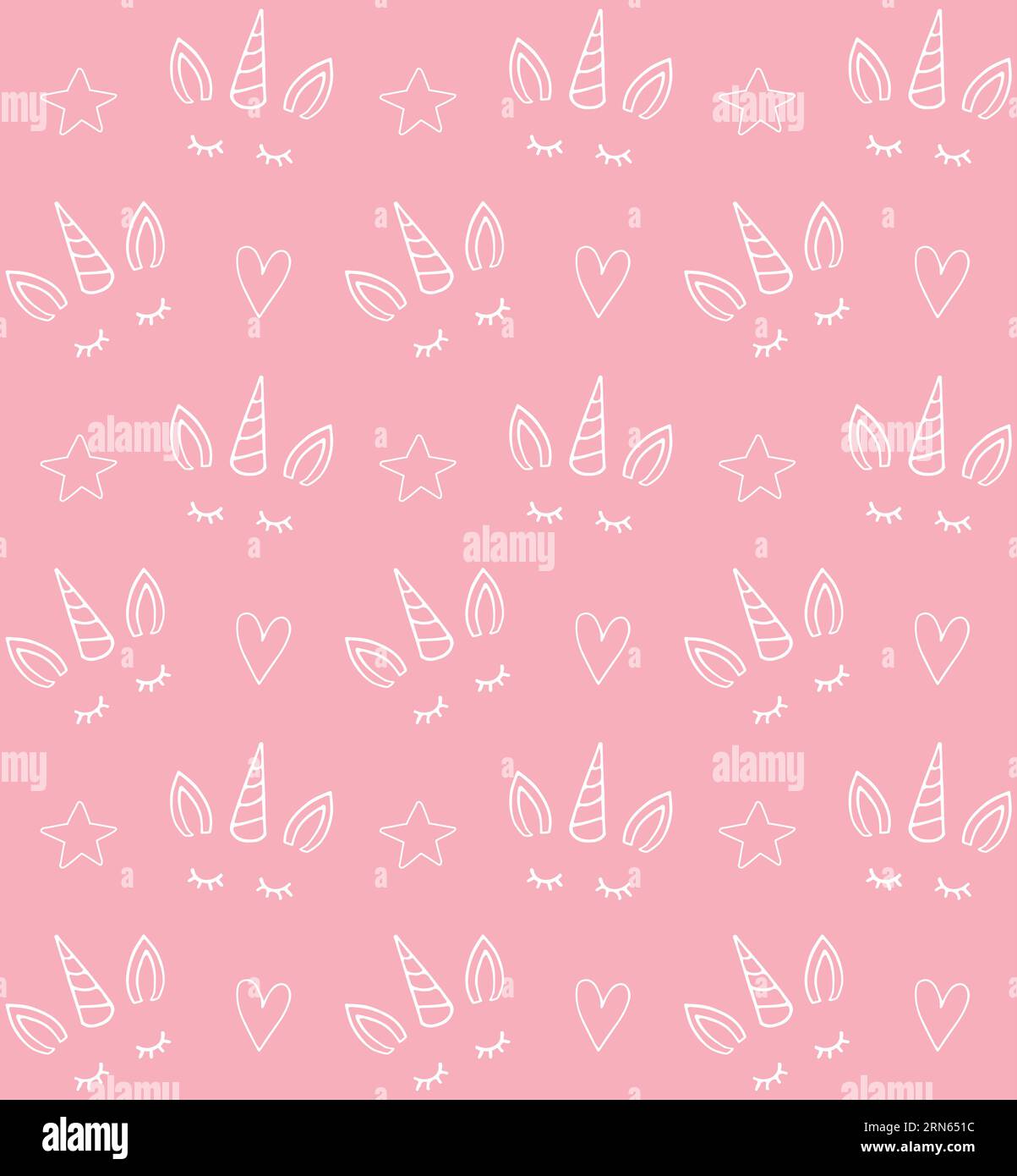 Vector seamless pattern of hand drawn sketch doodle unicorn face ...