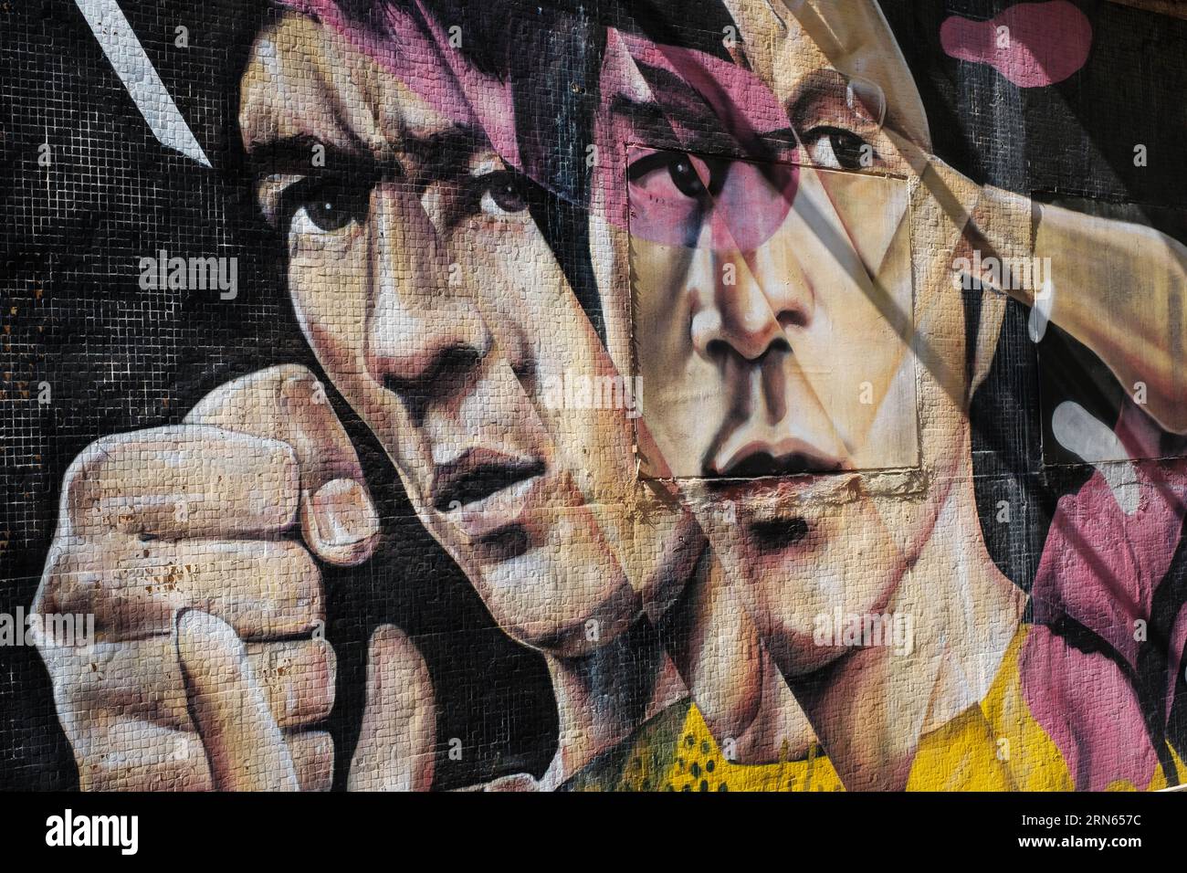 Hong Kong - November, 2019: Mural painting of Bruce Lee in Hong Kong Stock Photo