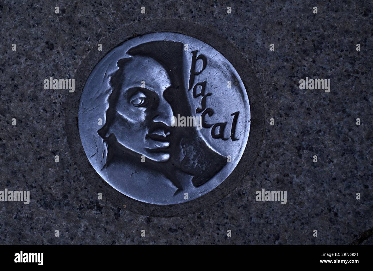 French physicist and mathematician Blaise Pascal on plaque, stumbling  stone, marker on the asphalt, Clermont-Ferrand, Departement Puy-de-Dome  Stock Photo - Alamy