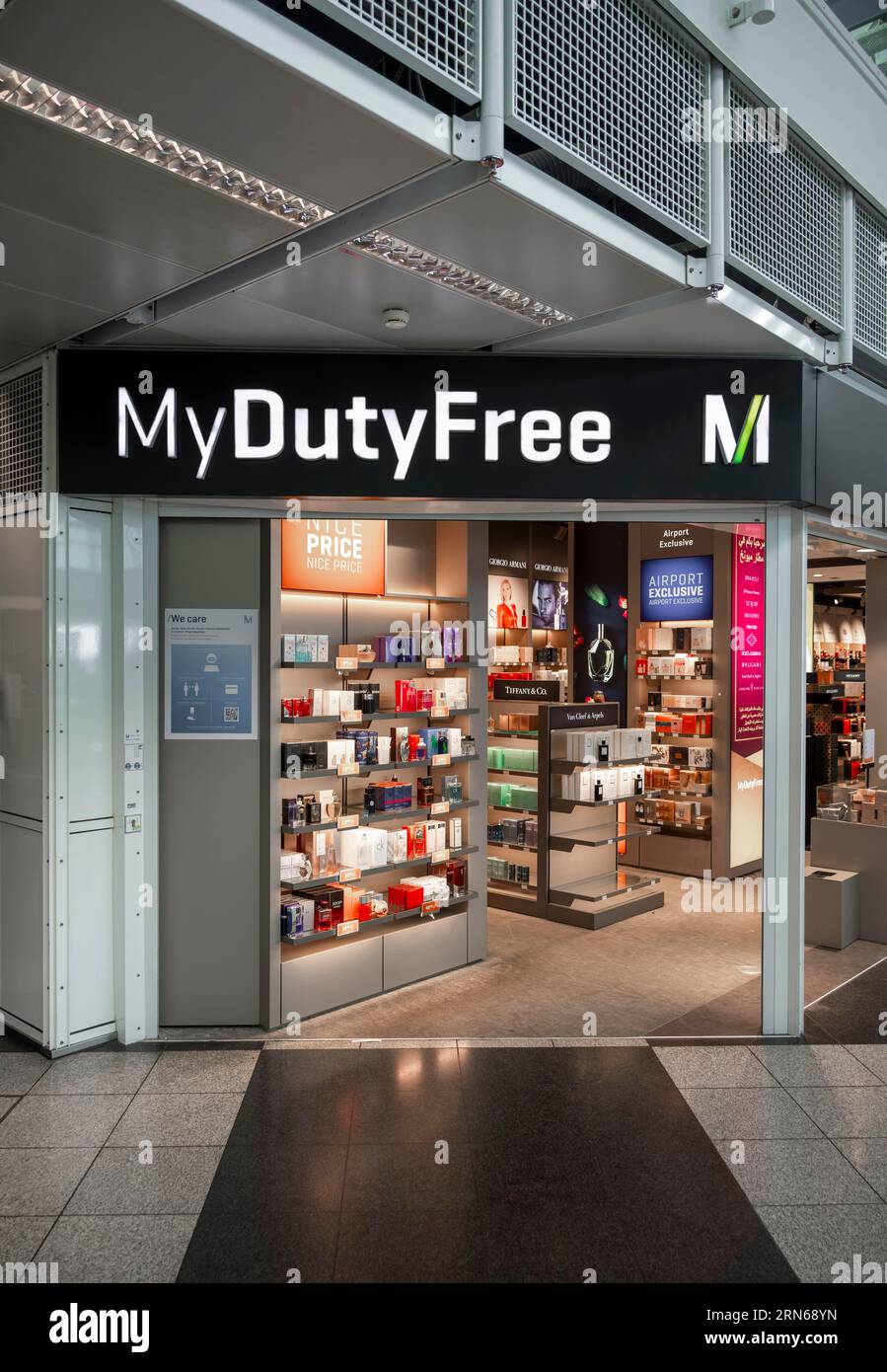 DutyFree area, Munich Airport, Bavaria, Germany Stock Photo
