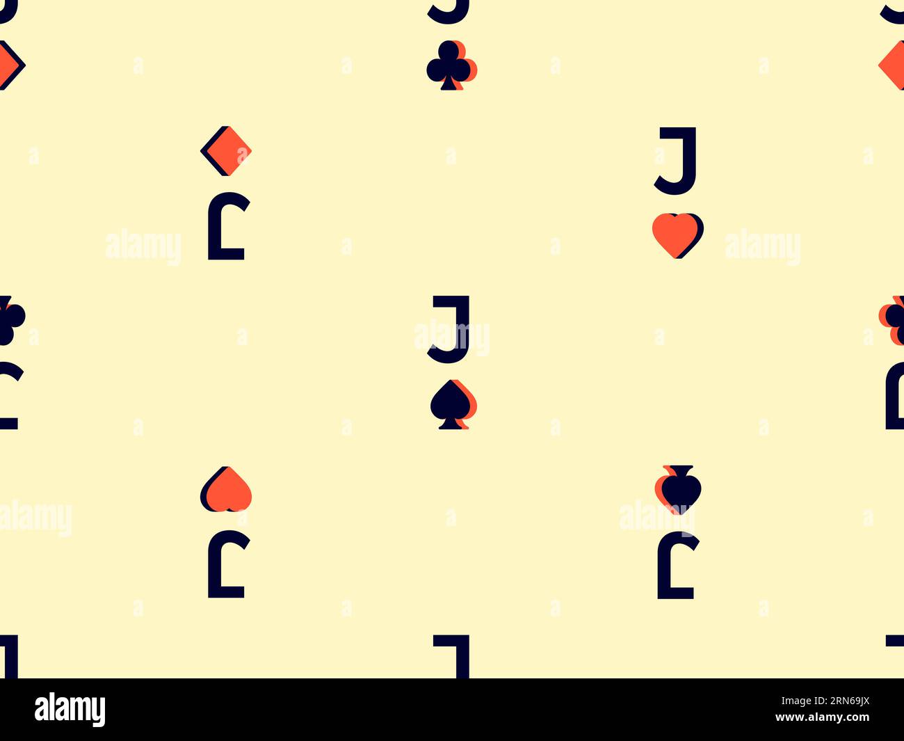 Seamless pattern with card suits Jack diamonds, hearts, clubs, spades