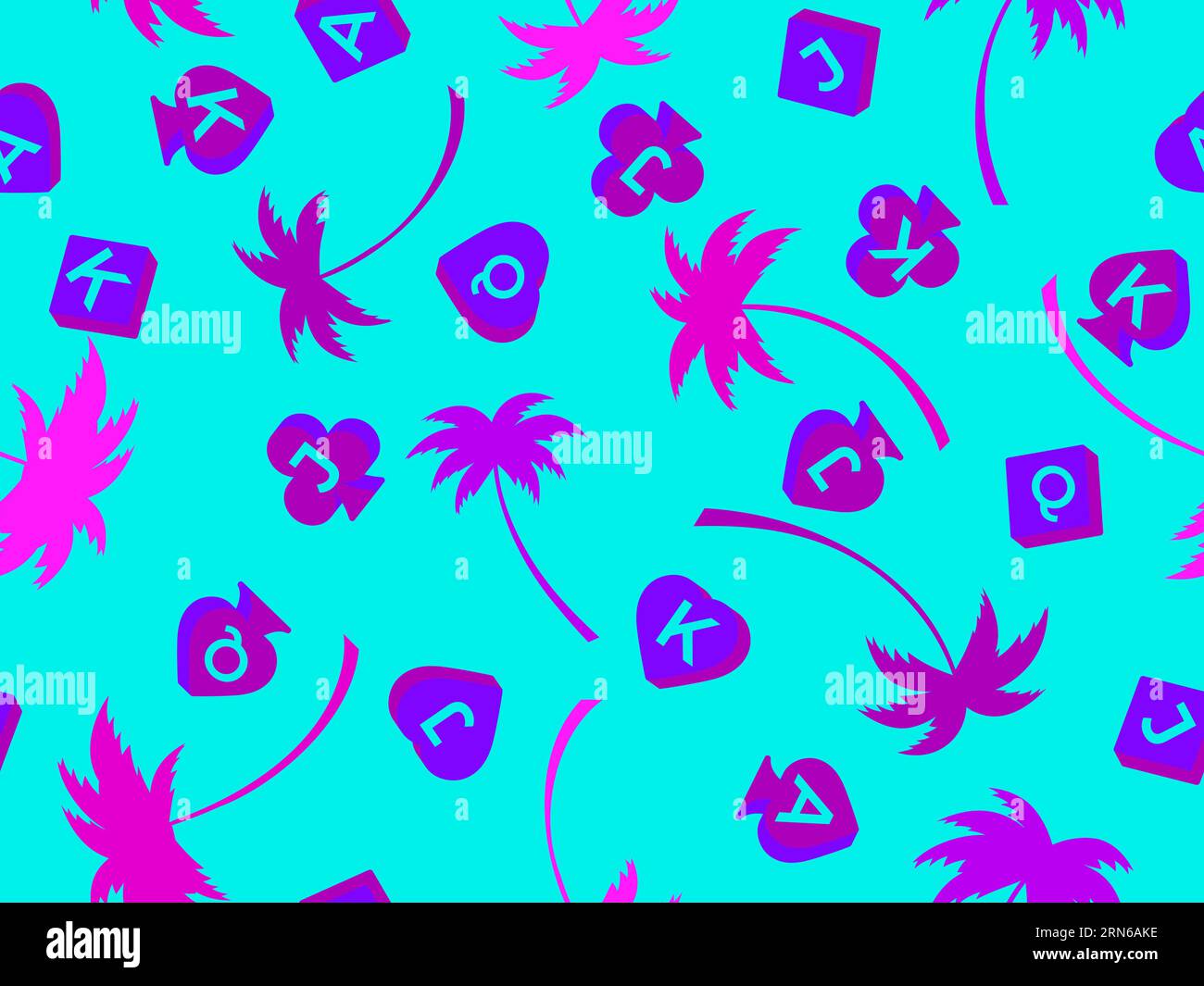 Seamless pattern with card suits diamonds, hearts, clubs, spades in 3d