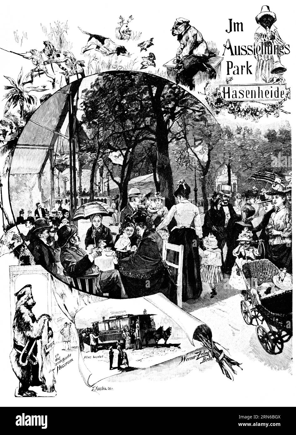 In the exhibition park Hasenheide, various motifs, garden cafe, many