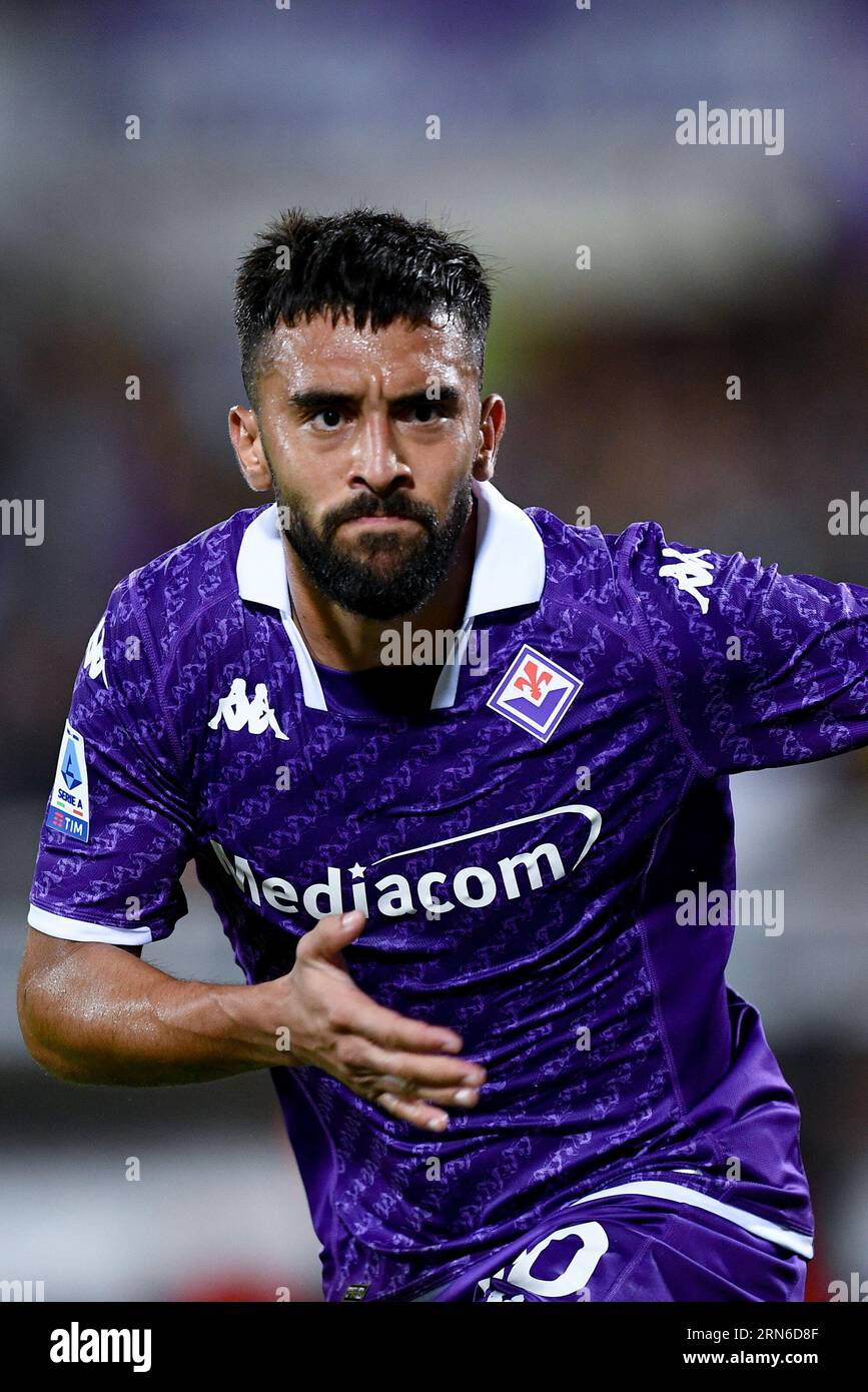 Florence, Italy. 03rd Apr, 2022. Nicolas Gonzalez (ACF Fiorentina)  celebrates after scoring a goal during ACF Fiorentina vs Empoli FC, italian  soccer Serie A match in Florence, Italy, April 03 2022 Credit