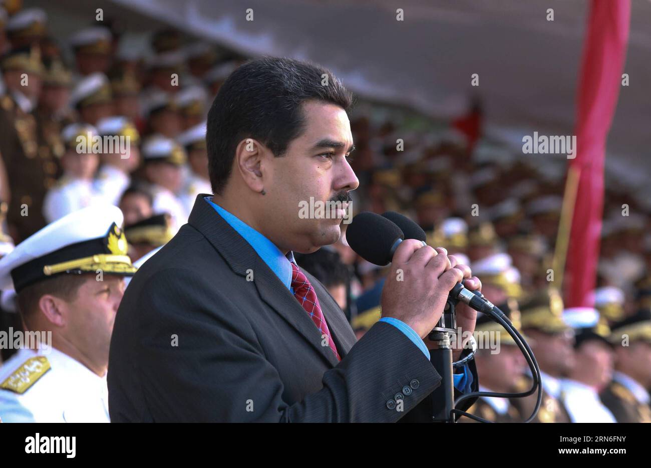(150725) -- VARGAS,  - Image provided by , shows Venezuelan President Nicolas Maduro addressing the ceremony in commemoration of the 192th anniversary of the naval battle of Lake Maracaibo, in the Ana Maria Campos Naval Base, in Catia La Mar, Vargas state, Venezuela, on July 24, 2015. ) VENEZUELA-VARGAS-POLITICS-MADURO VENEZUELA SxPRESIDENCY PUBLICATIONxNOTxINxCHN   150725 Vargas Image provided by Shows Venezuelan President Nicolas Maduro addressing The Ceremony in Commemoration of The 192th Anniversary of The Naval Battle of Lake Maracaibo in The Ana Mary Campos Naval Base in Catia La Mar Var Stock Photo