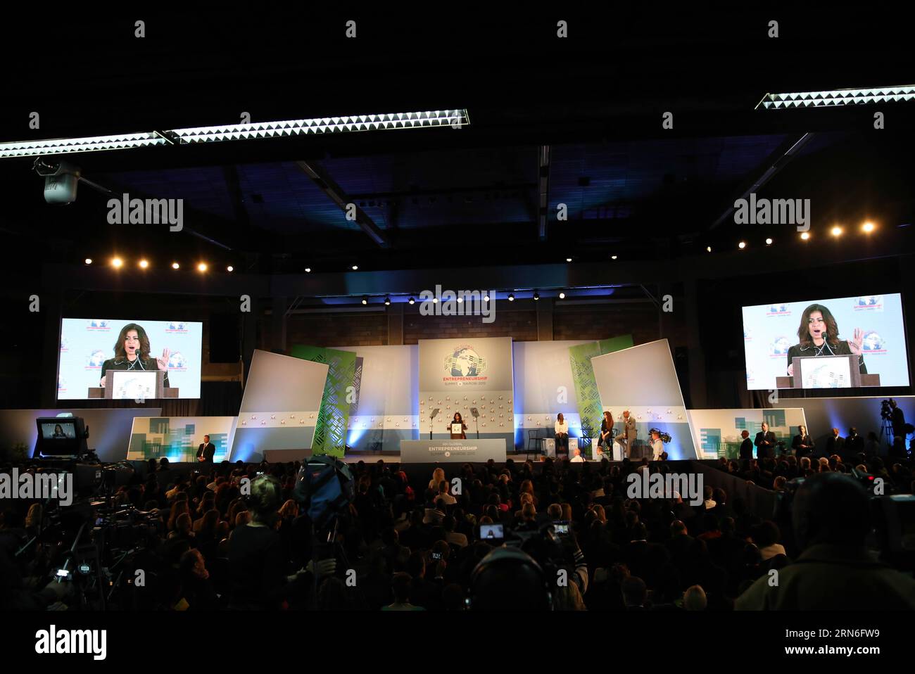 (150725) -- NAIROBI, July 25, 2015, -- Photo taken on July 25, 2015 shows a scene of the Opening Plenary of the Global Entrepreneurship Summit in Nairobi, Kenya. U.S. President Barack Obama attended the Global Entrepreneurship Summit (GES) in Nairobi on Saturday and hailed Africa s enormous potential. Kenya is the first country in Sub-Saharan Africa to host the summit. ) (dzl) KENYA-NAIROBI-U.S.-GES SUMMIT PanxSiwei PUBLICATIONxNOTxINxCHN   150725 Nairobi July 25 2015 Photo Taken ON July 25 2015 Shows a Scene of The Opening Plenary of The Global Entrepreneurship Summit in Nairobi Kenya U S Pre Stock Photo