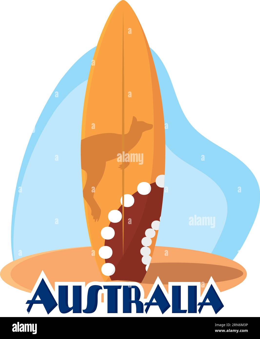 Isolated surfboard with a silhouette of a kangaroo Vector Stock Vector ...