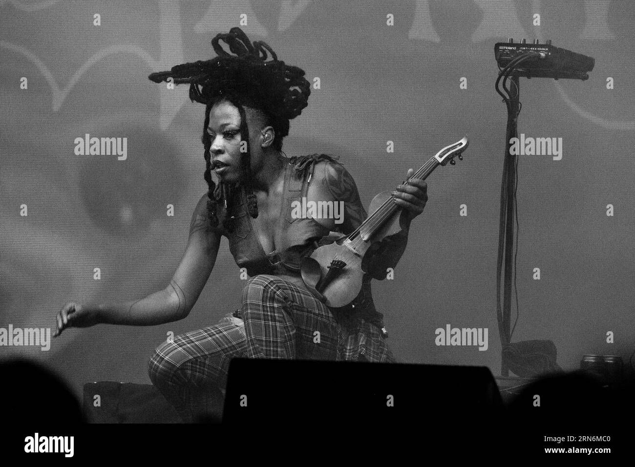 Sudan Archives – Brittney Denise Parks – on the Far Out Stage at Green Man Festival in Wales, UK, August 2023. Photo: Rob Watkins Stock Photo