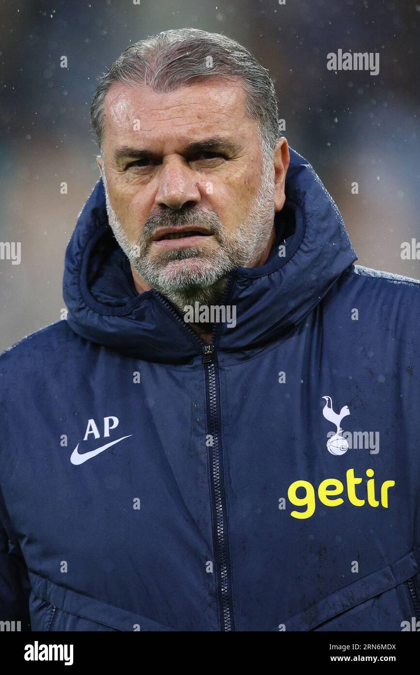 LONDON, UK - 29th Aug 2023:  Tottenham Hotspur Head Coach Ange Postecoglou ahead of the EFL Cup second round match between Fulham FC and Tottenham Hot Stock Photo